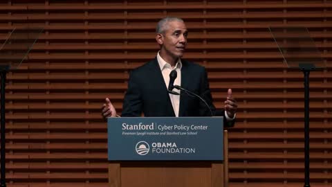 bama addresses disinformation in speech at Stanford