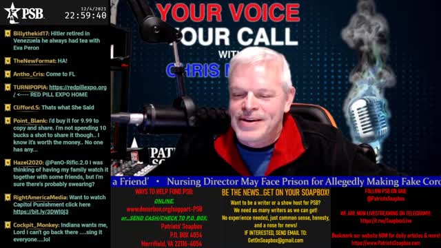 2021-12-04 22:00 EST - Your Voice, Your Call: with Chris Moore