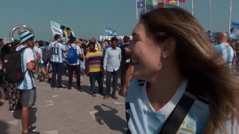 Argentine fans gather in large numbers Argentina vs Saudi Arabia Qatar 2022 World Cup Maradona