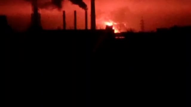 It is reported that a Ukrainian military factory is on fire in Kharkov