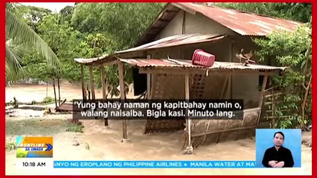 Bahagi ng dike sa bayan ng Malalag, nasira dahil sa flash flood