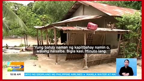 Bahagi ng dike sa bayan ng Malalag, nasira dahil sa flash flood