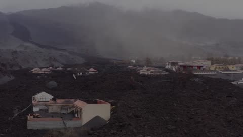 Outdoor aerial photography, a unique view of a volcanic eruption in rural America