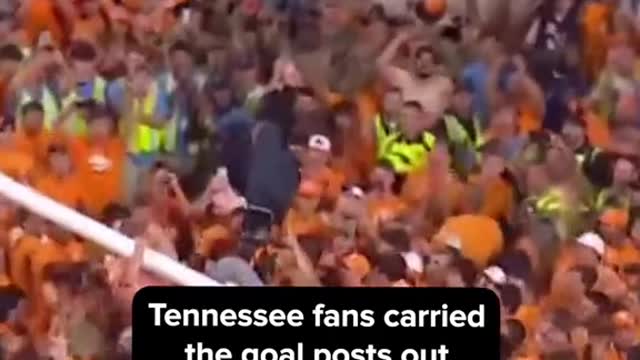 Tennessee fans carried the goal posts out of Neyland Stadium