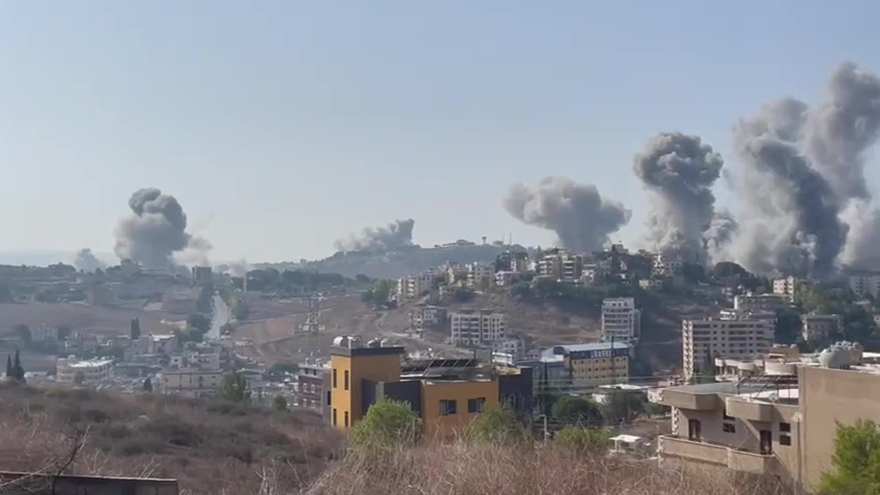 Israeli airstrikes target residential areas in the city of Nabatieh in southern Lebanon