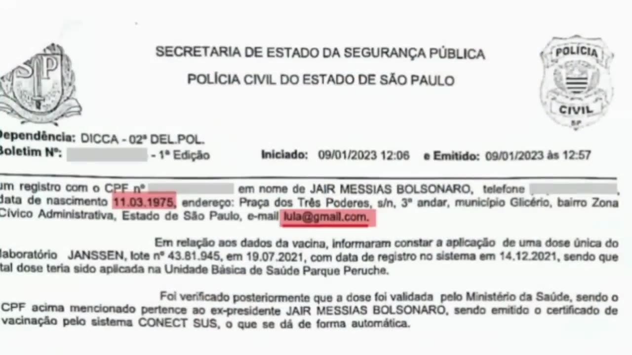 OI LUIZ - Cartão de imunização fake de Bolsonaro usou e-mail com nome do Lula!