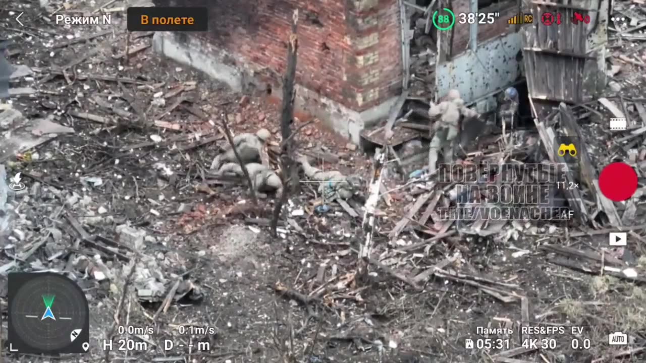 Avdeevka, AFU group gets hit by an FPV drone.