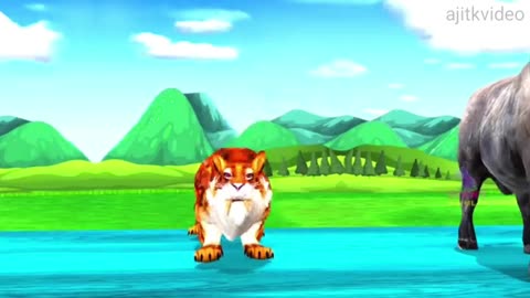 Colour full animals 3d cartoon funny video