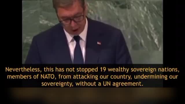 Serbian President Aleksandar Vučić addresses the UN General Assembly