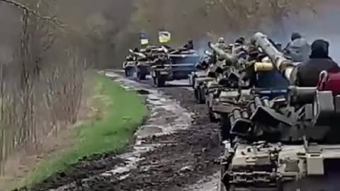 A Column of Ukrainian Tanks