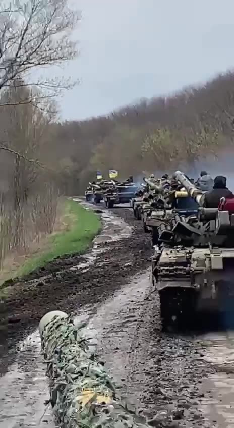 A Column of Ukrainian Tanks