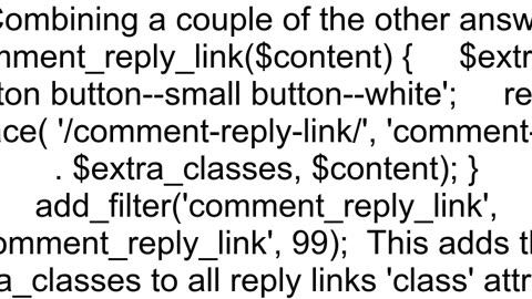 How to add extra css class to commentreplylink generated by comment_reply_link function