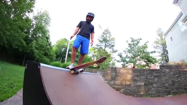 Friend Learns To Drop In On A Skateboard