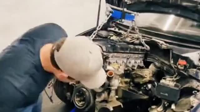 Repair of accident car and installation of engine