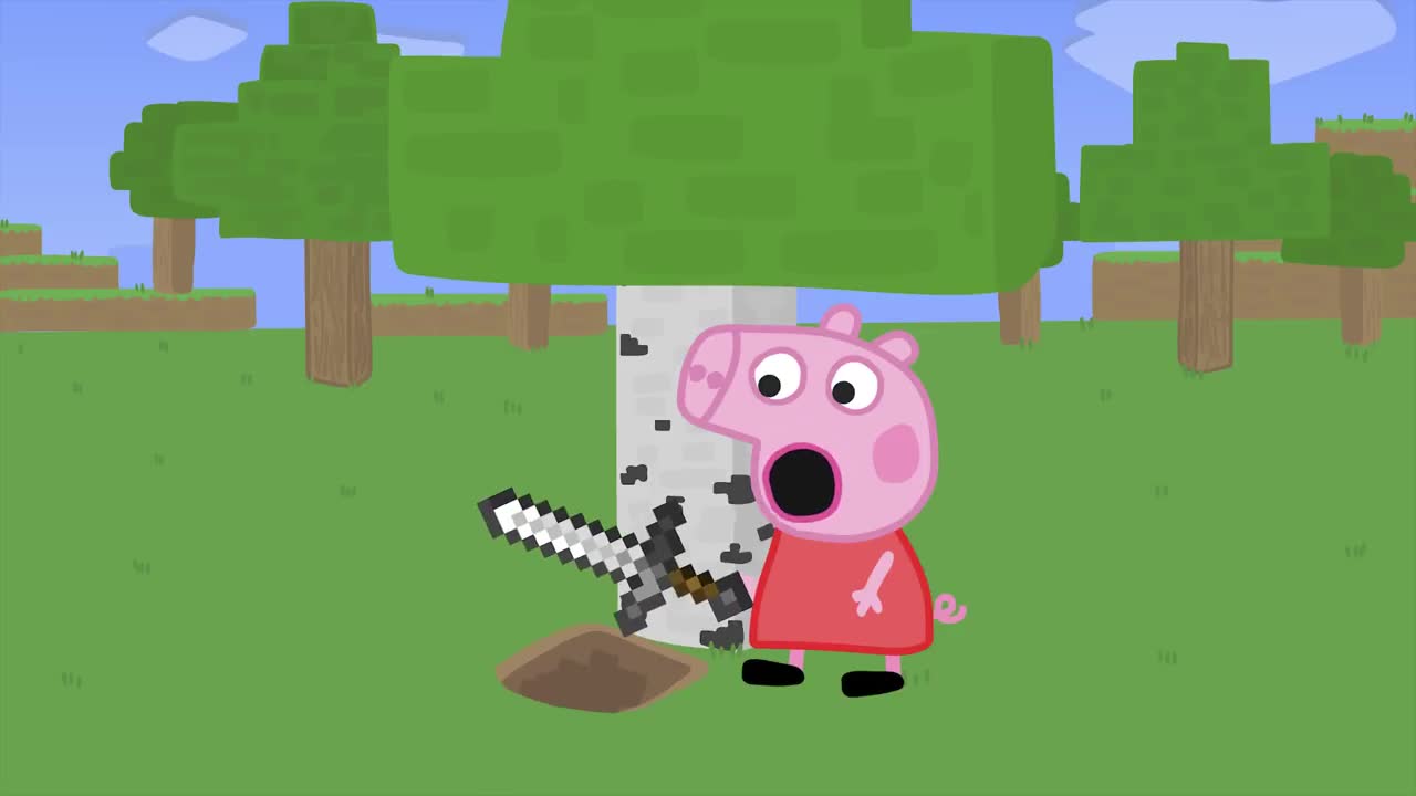 Minecraft Speedrunner Peppa Vs 4 Hunters Animation-12