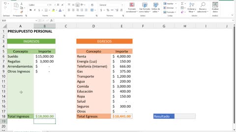 Presupuesto personal con Excel