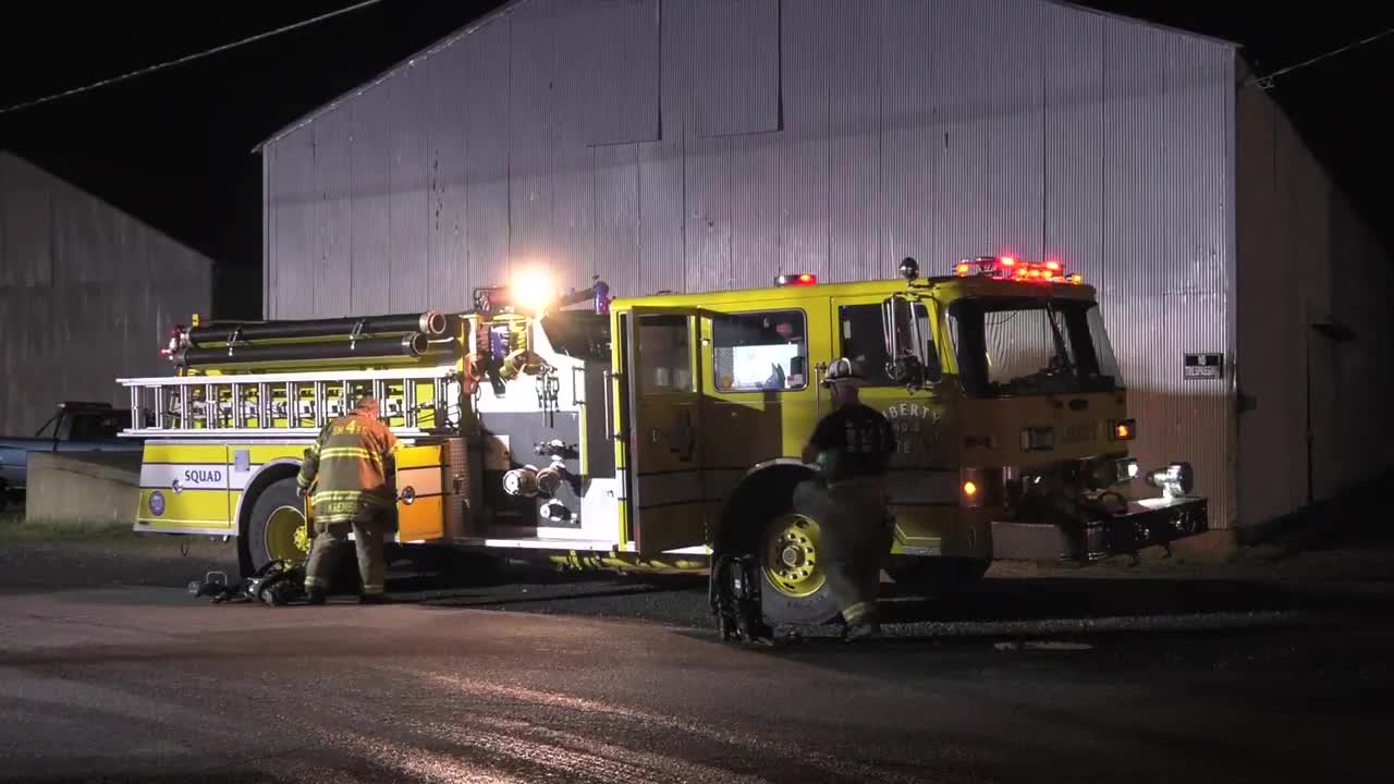 FIRE TRUCKS AT 3 ALARM FIRE IN BERKS COUNTY, PA