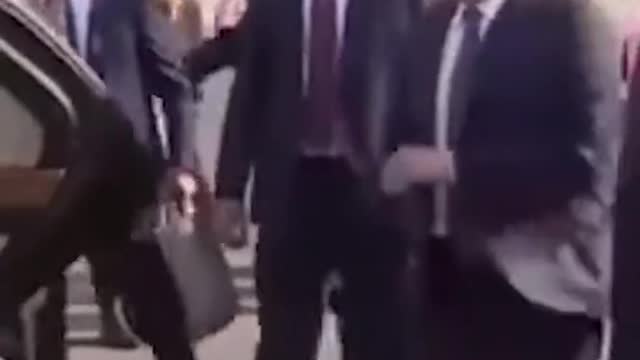 The Russian president was welcomed off the plane