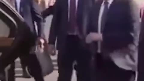 The Russian president was welcomed off the plane