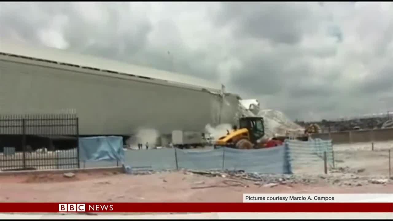 DRAMATIC FOOTAGE SHOWS BRAZIL CRANE COLLAPSE - BBC NEWS