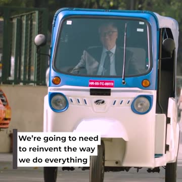 Bill gates is driving e-rickshaw for carbon reduction