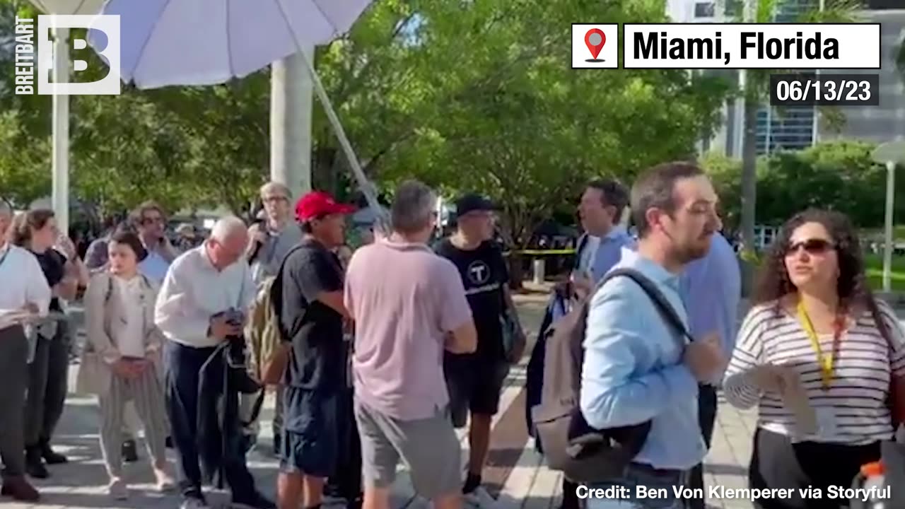 Supporters and Press Gather Outside Miami Courthouse Before Trump's Arrival for Arraignment