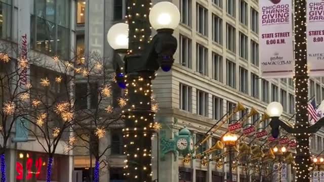 the holiday lights on state street in chicago