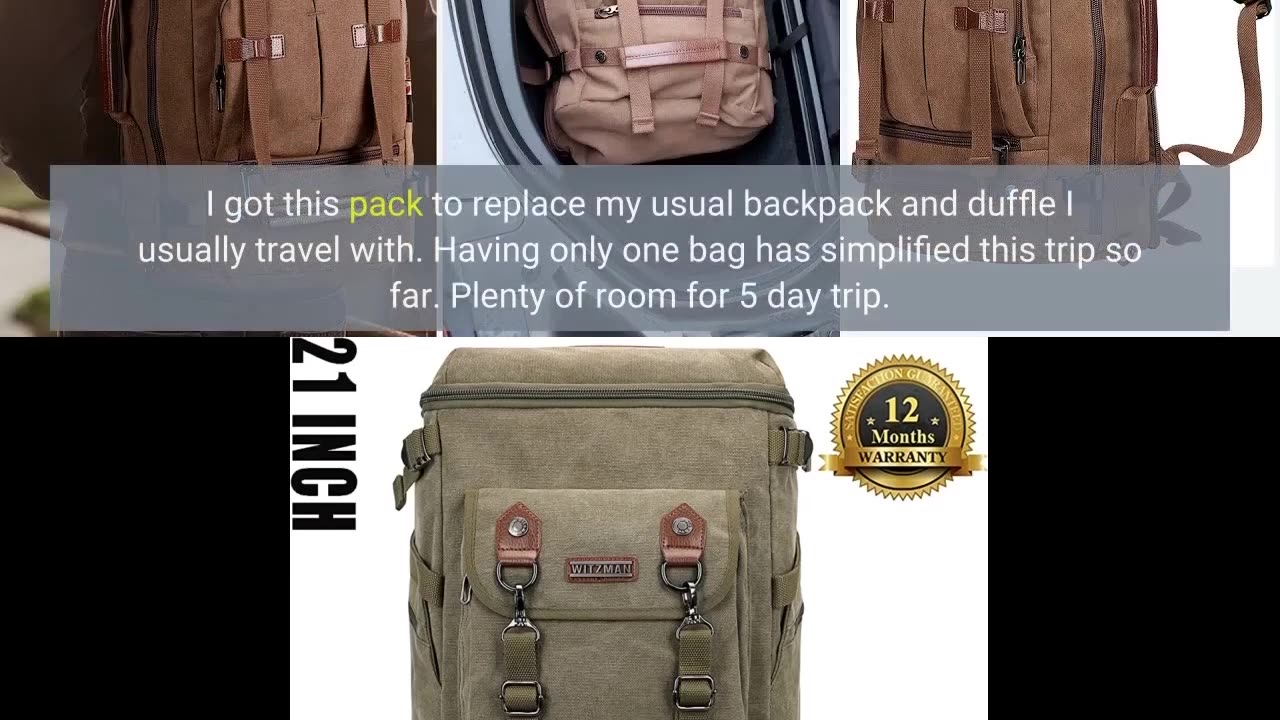 WITZMAN Travel #Backpack for Men Women Canvas #Backpack-Overview