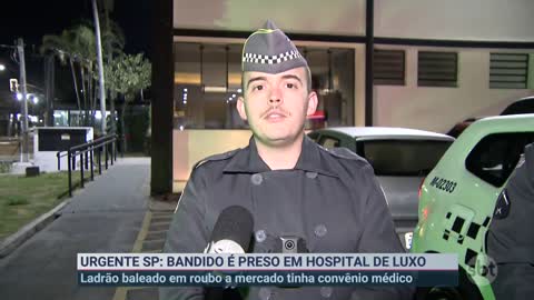 Bandido baleado vai a hospital de alto padrão e é preso