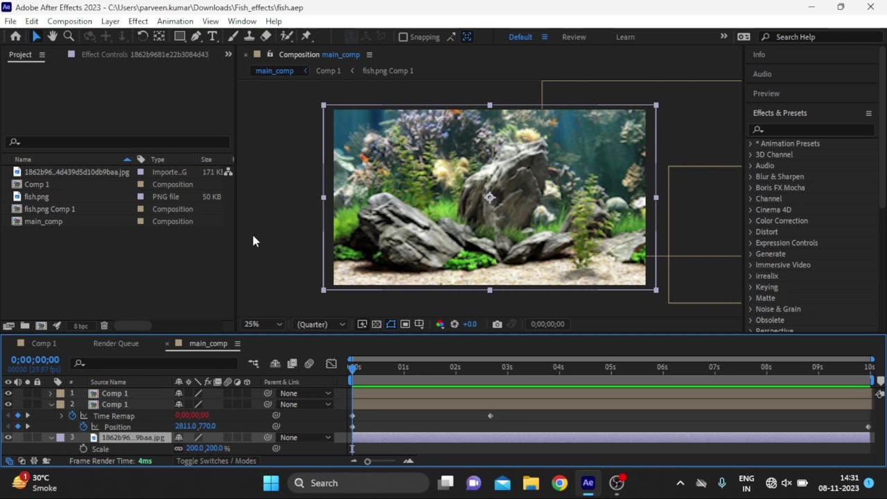 Creating Dynamic Fish Movement in After Effects