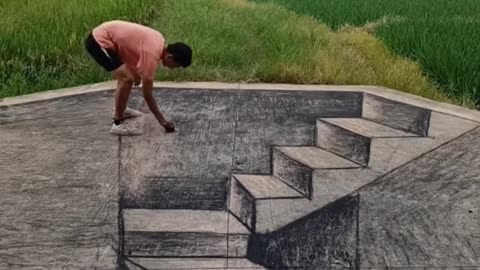 Drawing the Stair 3D on the road Look like real. #Sort - AmadaTH Draw