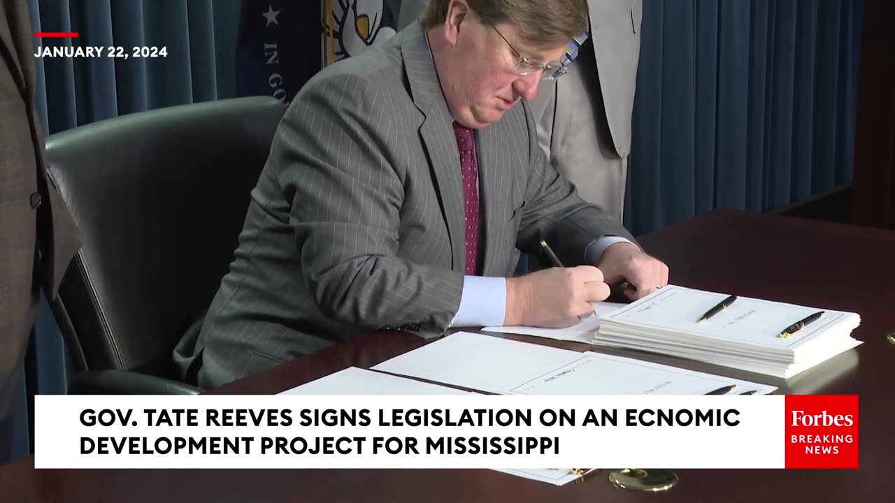 Gov. Tate Reeves Signs Legislation On An Economic Development Project For Mississippi