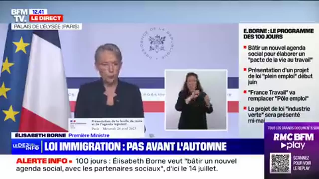 ▶ EXTRAIT-RQ (30 avril 2023) : ÉLISABETH BORNE - Un projet de loi pour réguler l'espace numérique.