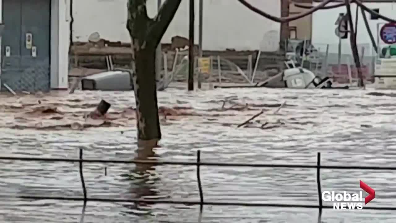 Spain floods: Cars washed away, homes submerged following storm in Huelva province