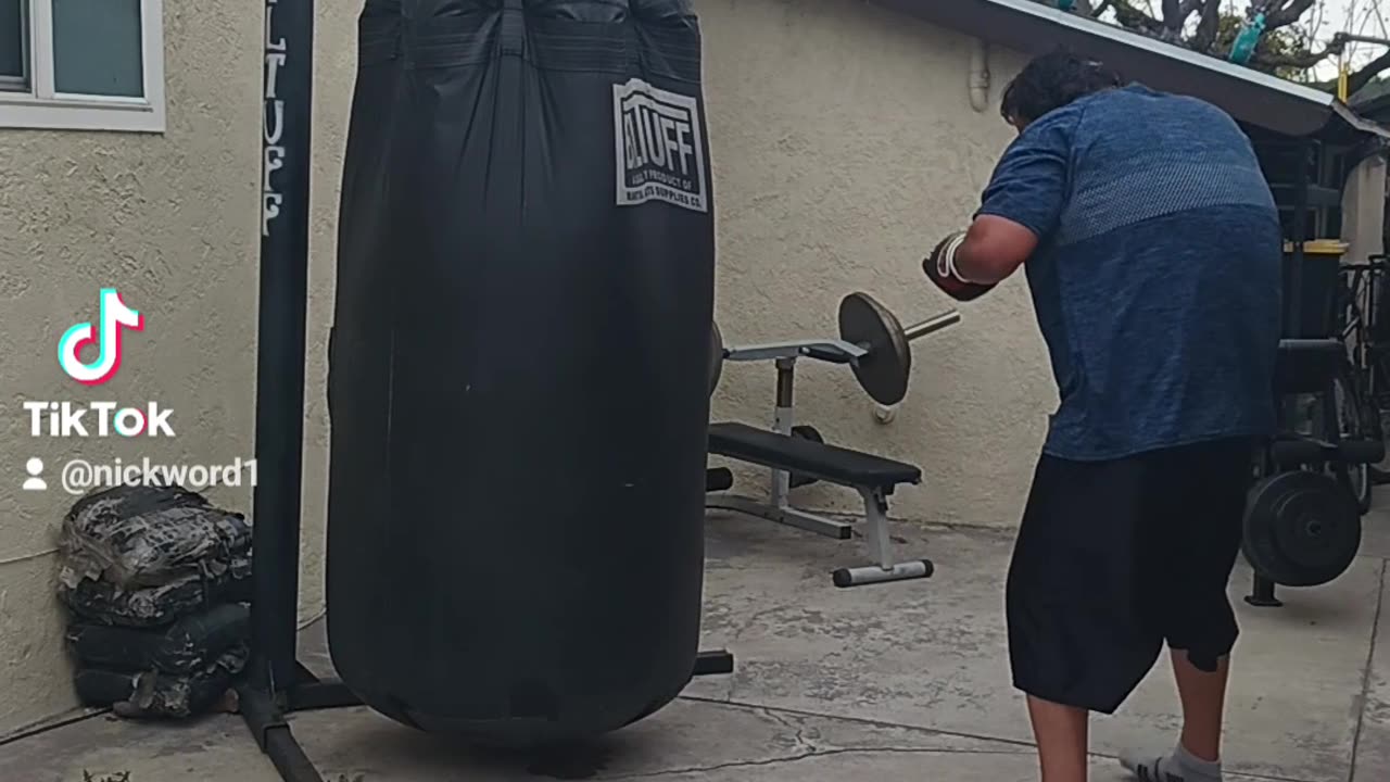 500 Pound Punching bag Workout Part 54. Shin Conditioning In Cold Weather!