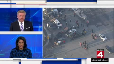 Traffic to Canada blocked at Ambassador Bridge as protest continues