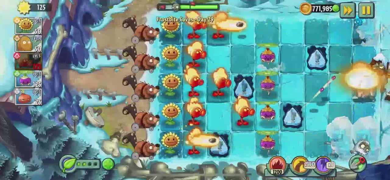 Plants vs Zombies 2 Frostbite Caves - Day 29