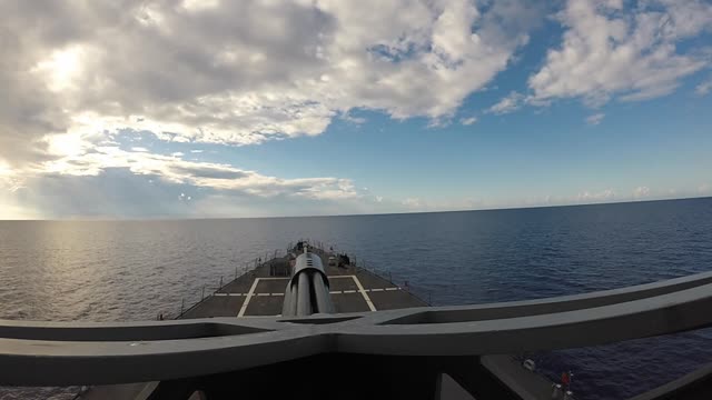 USS ROSS CIWS PACFIRE in the Med. 16OCT2014