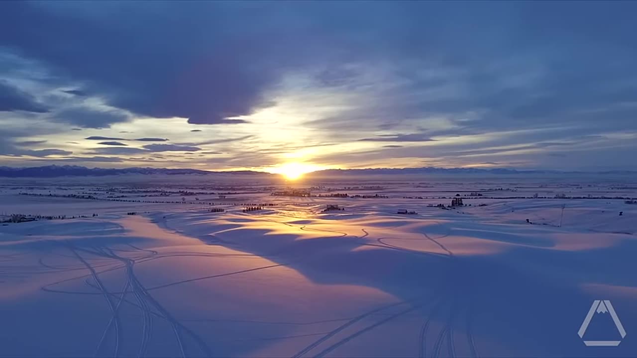 Montana Winter Sunset - 15 Second Drone