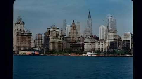 New York 1940s, Waterfront in color [60fps,Remastered] w_sound design added