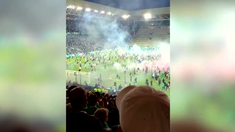 Spectators invade pitch as Saint-Etienne relegated