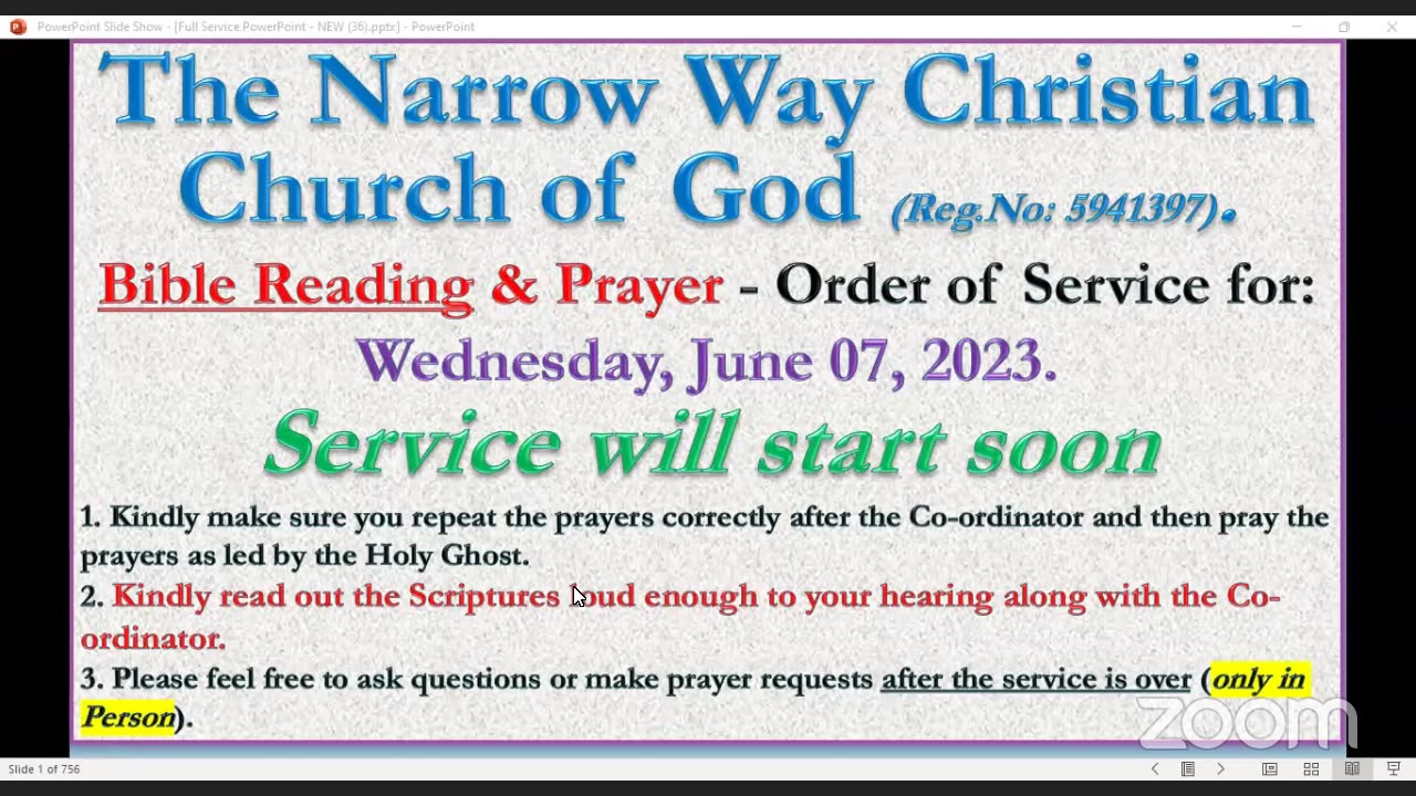 The Narrow Way Christian Church of God - Wednesday Service - 07/06/23