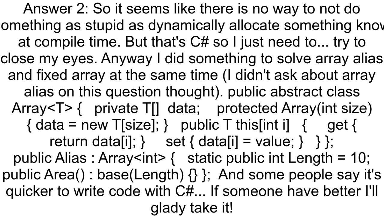 Fixed size array equivalent to C stdarray