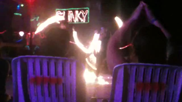 Man on Phi Phi Island Thailand shows show with fire