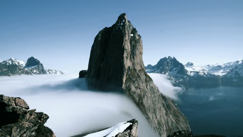 Water is falling on Mountains Beautiful Landscape