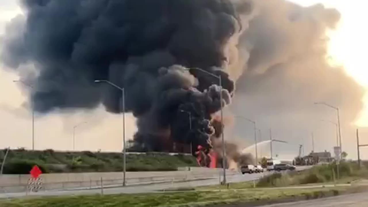 Fuel Tanker caught fire and exploded underneath I-95 causing entire northbound overpass to collapse