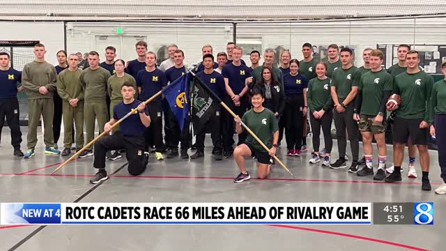 Ahead of the big game, cadets run game balls from Lansing to Ann Arbor