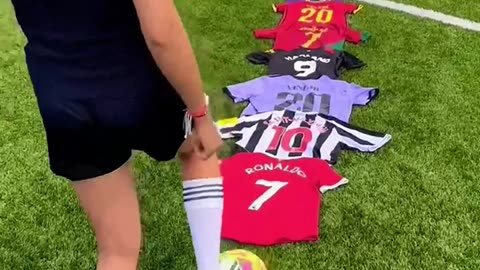 Football challenge with different player t-shirts