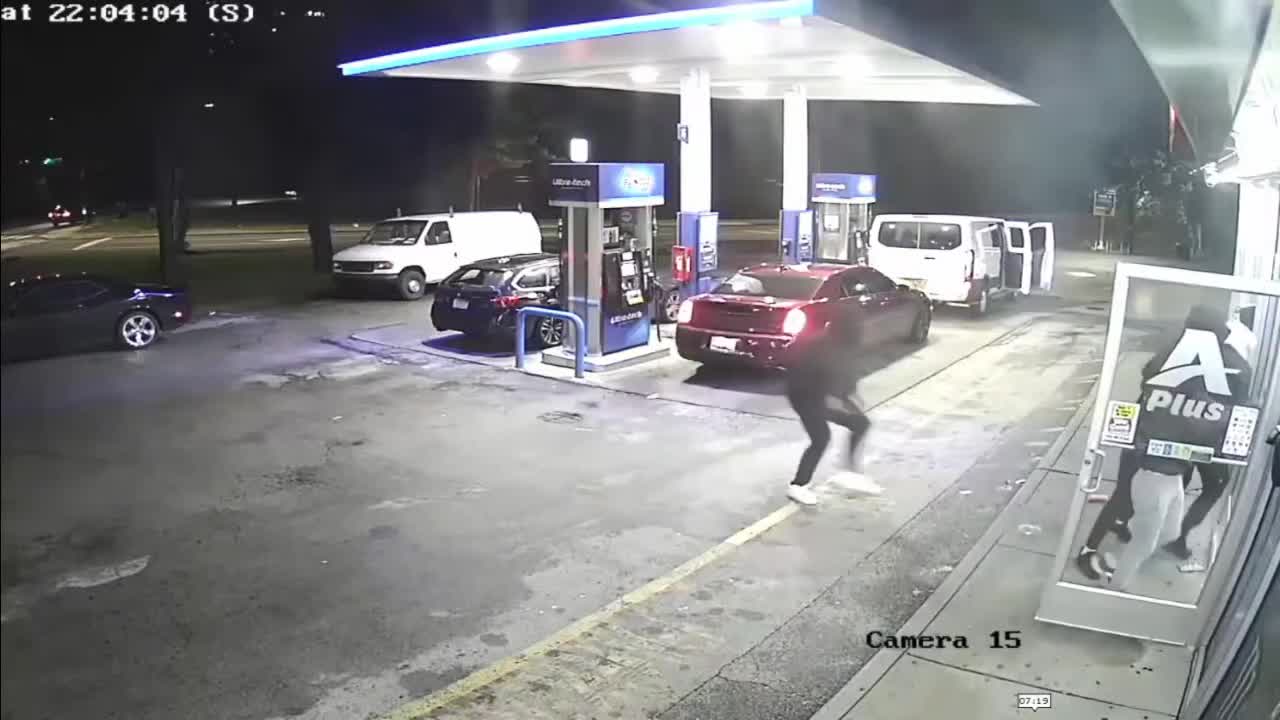 Multiple Thug's Robbery and Carjacking Caught On Camera At Gas Station In Philly