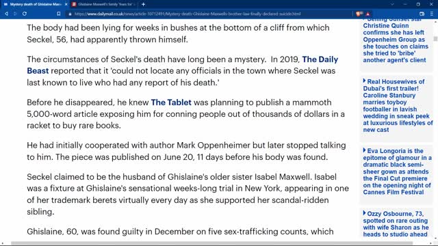 Ghislaine Maxwell dead ?